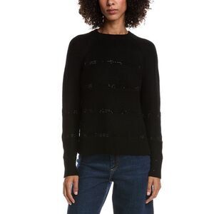 Forte Cashmere Womens  Crystal Wool & Cashmere-Blend Raglan Sweater, Black